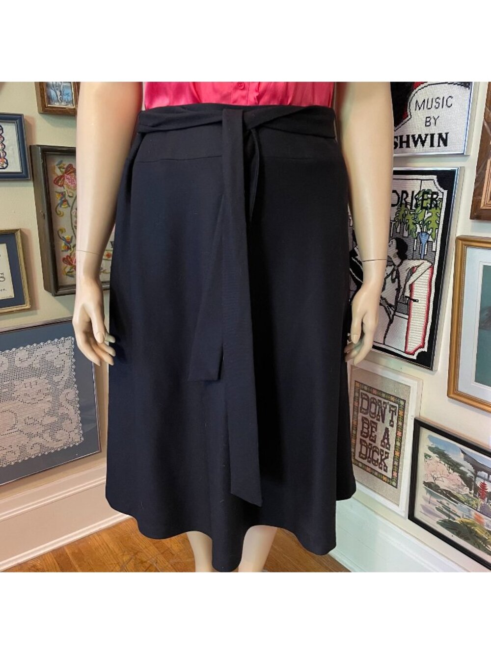 Pendleton Black 100% Virgin Wool Fully Lined A Line Skirt Size 14